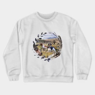 Quail hunting with a Brittany Spaniel, Art Crewneck Sweatshirt